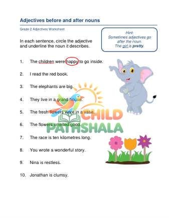 Adjectives Which Follow Nouns B