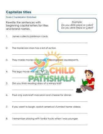 Capitalization B Worksheet for Grade 2