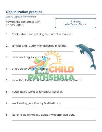 Capitalization Practice A Worksheet for Grade 2