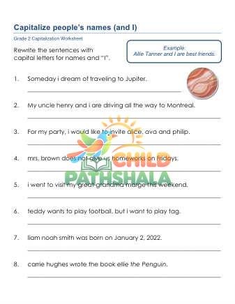 Capitalize Names A Worksheet for Grade 2