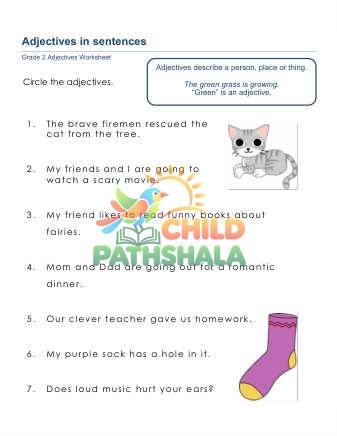 Circle Adjective 1 Worksheet for Grade 2