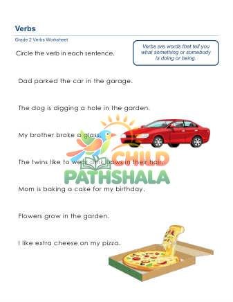 Circle Verb 4 Worksheet for Grade 2