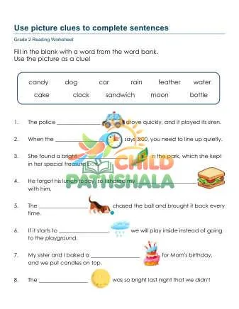Preview of Complete Sentences Picture Clues