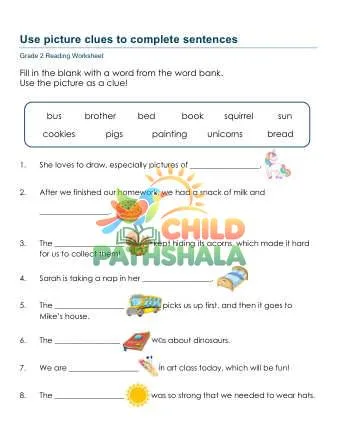 Preview of Complete Sentences Picture Clues