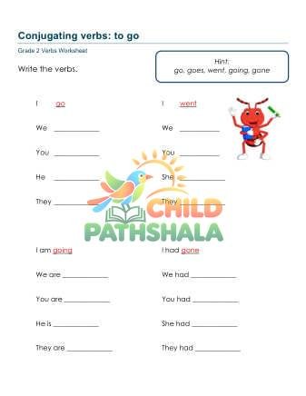 Conjugate Verb To Go Worksheet for Grade 2