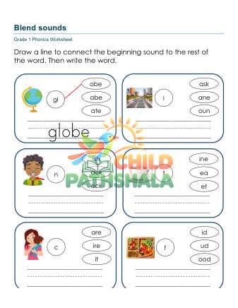 Blending Sounds Mse Worksheet for Grade 1