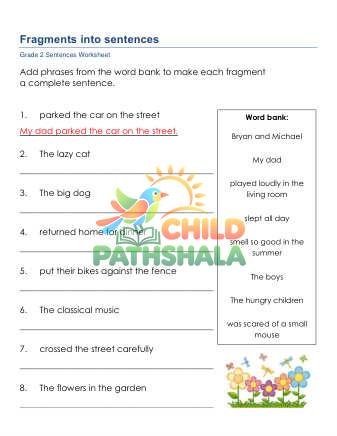 Fix Sentence Fragments A Worksheet for Grade 2