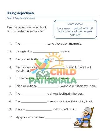 Preview of Grammar Worksheet Grade 2 Adjectives Sentences