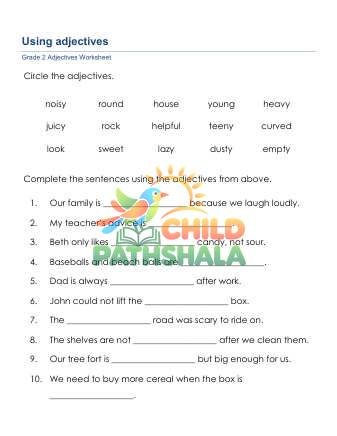 Grammar Worksheet Grade 2 Adjectives Sentences 2