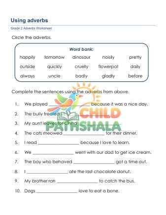 Preview of Grammar Worksheet Grade 2 Adverbs Sentences 1