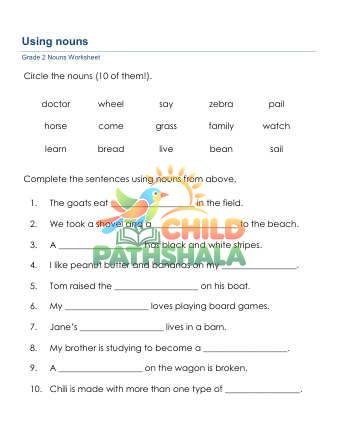 Grammar Worksheet Grade 2 Nouns 1