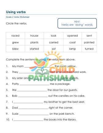 Grammar Worksheet Grade 2 Verbs Sentences 1 Worksheet for Grade 2