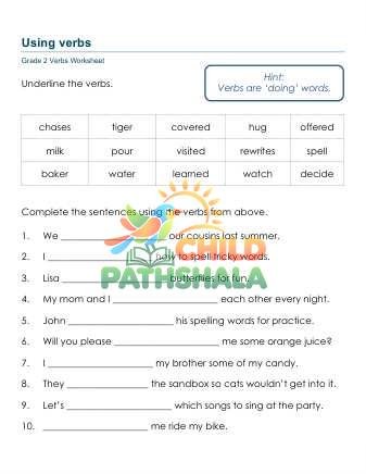 Grammar Worksheet Grade 2 Verbs Sentences 2