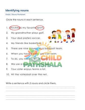 Grammar Worksheet Identify Nouns Sentences 0