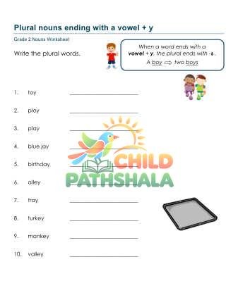 Preview of Plural Nouns Ending Vowel Y A