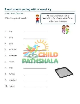 Preview of Plural Nouns Ending Vowel Y