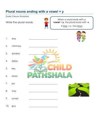 Preview of Plural Nouns Ending Vowel Y B
