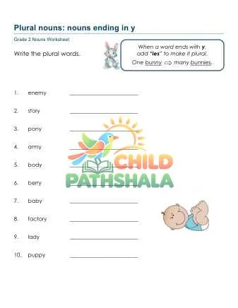 Preview of Plural Nouns Ending Y