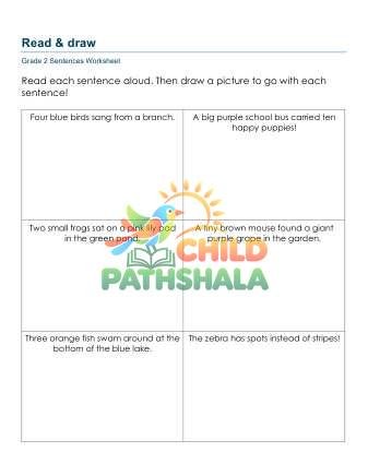 Read Draw Sentences Vif Worksheet for Grade 2