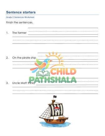 Sentence Starters B Worksheet for Grade 2