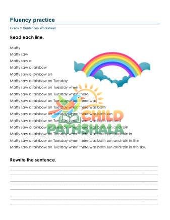 Sentences Fluency Worksheet for Grade 2
