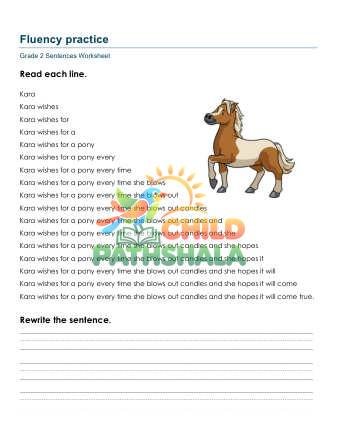 Sentences Fluency Gde Worksheet for Grade 2
