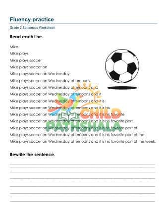 Sentences Fluency Worksheet for Grade 2