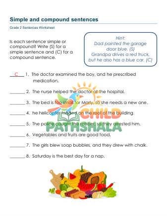 Simple Compound Sentences B Worksheet for Grade 2