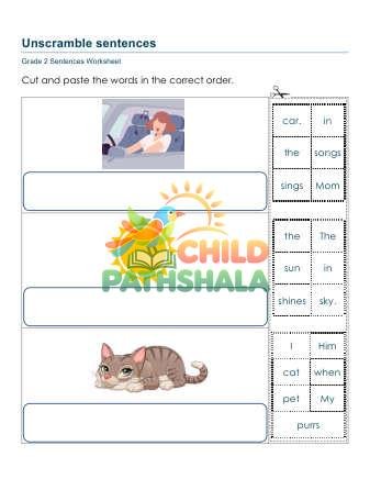 Unscramble Sentences Worksheet for Grade 2