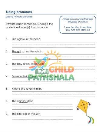Using Pronouns C Worksheet for Grade 2