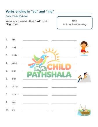 Verbs Ending Ed Ing A Worksheet for Grade 2