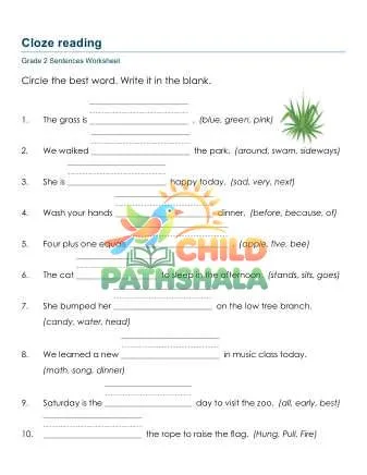 Preview of Cloze Reading Sentences Zpf