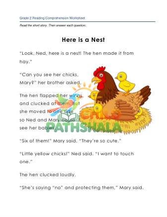 Story Nest Worksheet for Grade 2