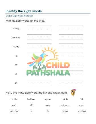 Recognize Sight Words Worksheet for Grade 2