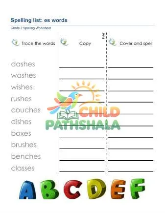 Preview of Spelling List Es Words