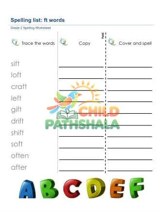Preview of Spelling List Ft Words