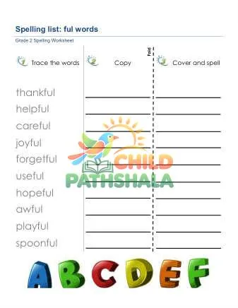 Preview of Spelling List Ful Words