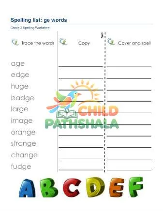 Preview of Spelling List Ge Words