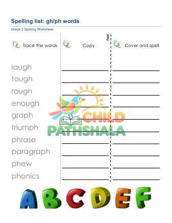 Preview of Spelling List Gh Ph Words
