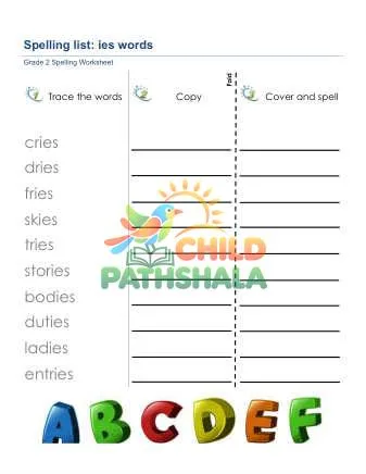 Preview of Spelling List Ies Words