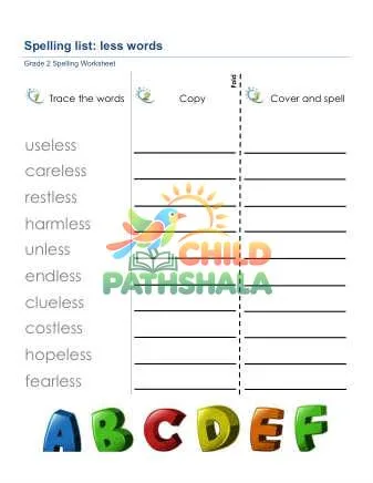 Preview of Spelling List Less Words
