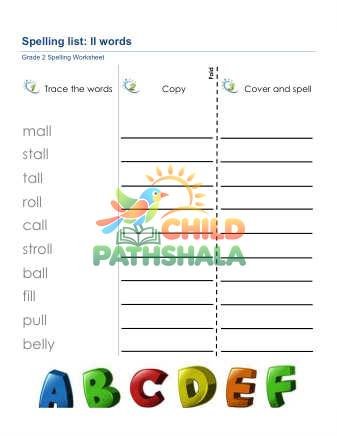 Preview of Spelling List Ll Words