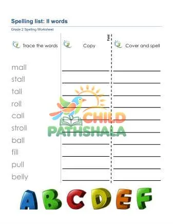 Preview of Spelling List Ll Words