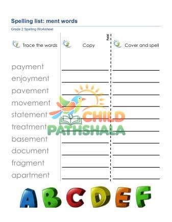 Preview of Spelling List Ment Words