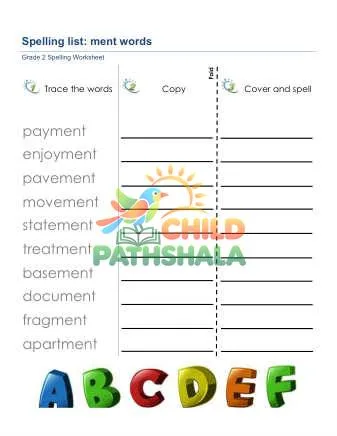 Preview of Spelling List Ment Words