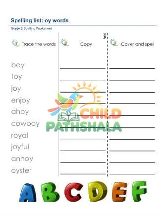 Preview of Spelling List Oy Words