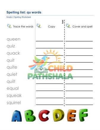 Preview of Spelling List Qu Words