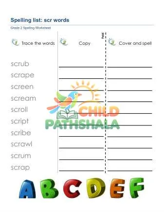 Preview of Spelling List Scr Words