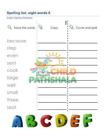 Spelling List Sight Words 6 Worksheet for Grade 2