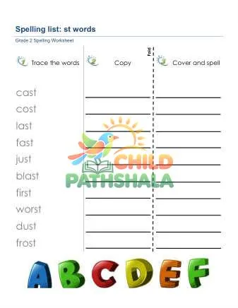Preview of Spelling List St Words